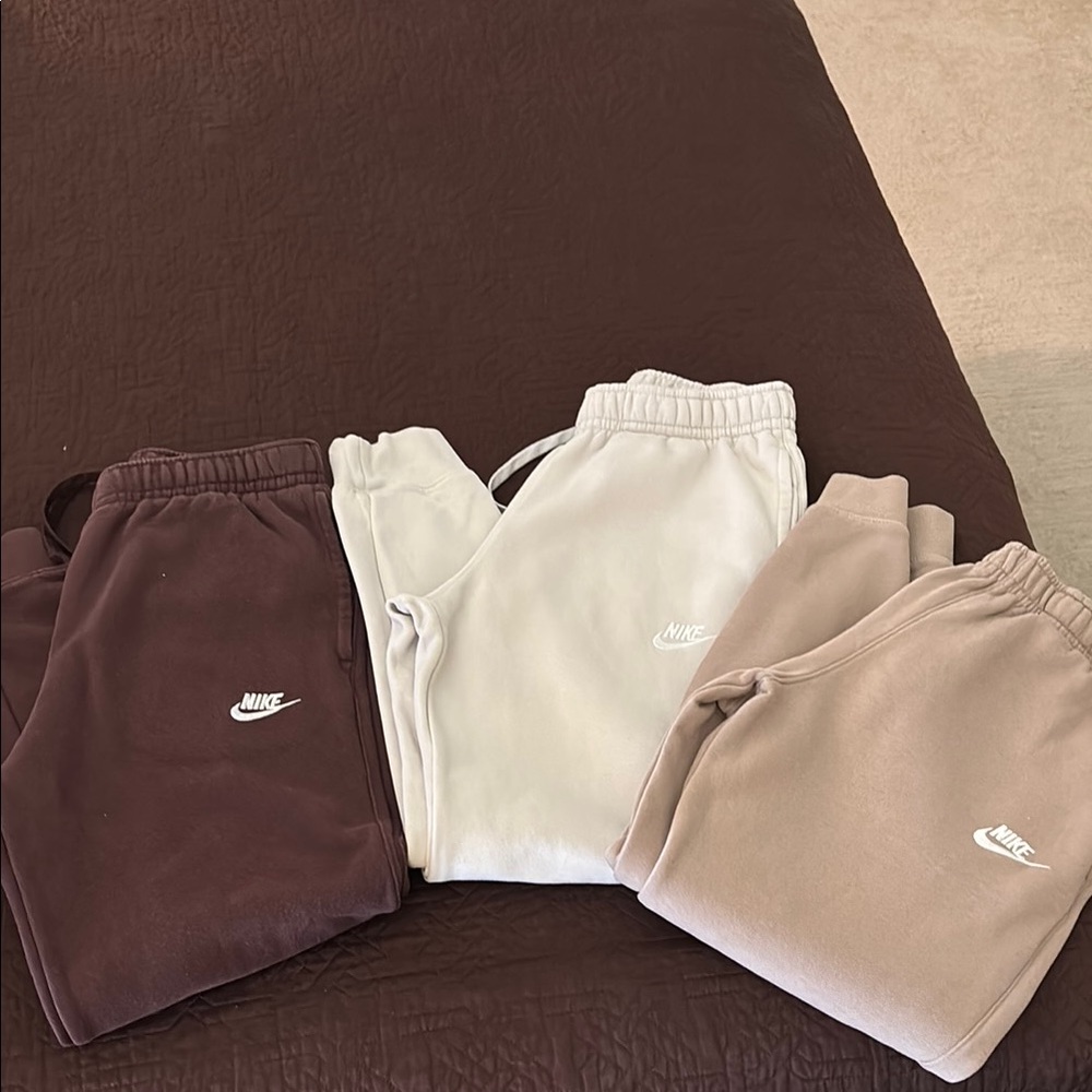 Nike Jogger Sweatpants Trio - Brown, Cream, and Tan